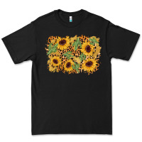 Black cactus leopard sunflower glitter background Premium Tee - AdoDesignShop