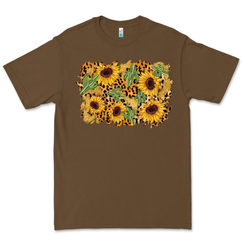 Cactus Leopard Sunflower Glitter Background Premium Tee by AdoDesignShop | Teevron