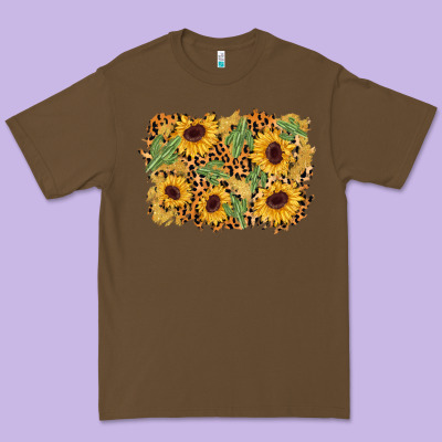 Cactus Leopard Sunflower Glitter Background Premium Tee Designed By Adodesignshop