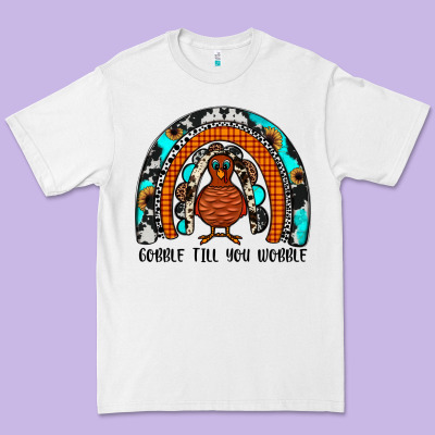 Gobble Till You Wobble Rainbow Premium Tee Designed By Jahusdesignshop