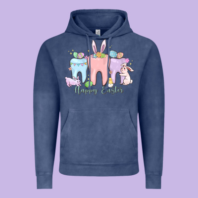 Happy Easter Teeth Vintage Hoodie Designed By Maliassmallbusiness
