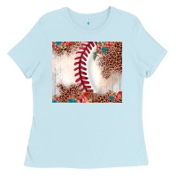 Baby Blue baseball leopard Ladies Tee - JahusDesignShop