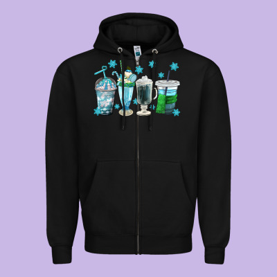 Winter Coffee Cup Zipper Hoodie Designed By Texasbilliewilder