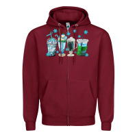 Burgundy winter coffee cup Zipper Hoodie - texasbilliewilder