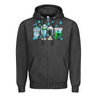 Charcoal Heather winter coffee cup Zipper Hoodie - texasbilliewilder
