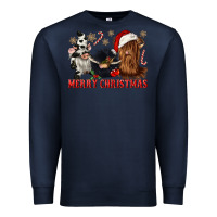 Navy merry christmas heifer cow gnomies Premium Sweatshirt - CowGirlArtShop