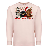 Pale Pink merry christmas heifer cow gnomies Premium Sweatshirt - CowGirlArtShop