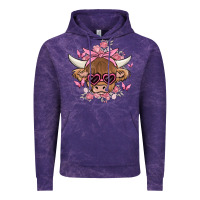 Cloud Purple cow with flowers and butterflies Vintage Hoodie - MaliasSmallBusiness