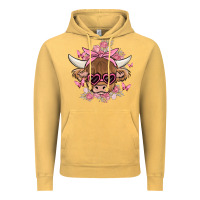 Vintage Mustard cow with flowers and butterflies Vintage Hoodie - MaliasSmallBusiness