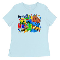 Baby Blue my child is non verbal but her mama aint afro hand rana Ladies Tee - RanaPortraitStore