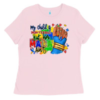 Bubblegum Pink my child is non verbal but her mama aint afro hand rana Ladies Tee - RanaPortraitStore
