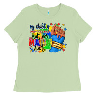 Matcha my child is non verbal but her mama aint afro hand rana Ladies Tee - RanaPortraitStore