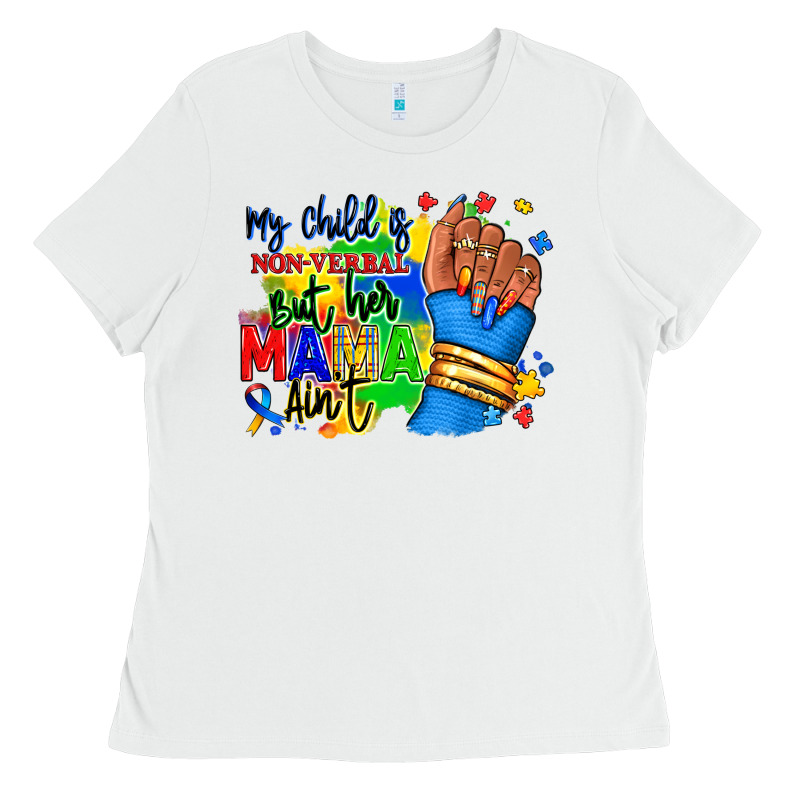 My Child Is Non Verbal But Her Mama Aint Afro Hand Rana Ladies Tee by RanaPortraitStore | Teevron