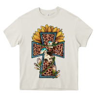 Cream leopard cross  sunflower Heavy Core Tee - JahusDesignShop