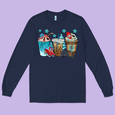 Hockey Coffee Cups Bbs Long Sleeve Tee Designed By Bundleandbundleshop