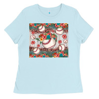 Baby Blue baseball leopard Ladies Tee - JahusDesignShop