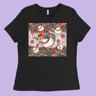 Baseball Leopard Ladies Tee Designed By Jahusdesignshop