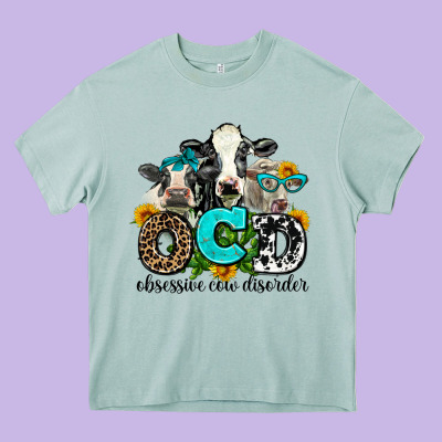 Ocd Obsessive Cow Disorder Heavy Core Tee Designed By Adodesignshop