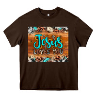 Chocolate Brown jesus loves you Heavy Core Tee - JahusDesignShop