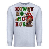 Heather Grey howdy ho ho hos christmas Premium Sweatshirt - CowGirlArtShop