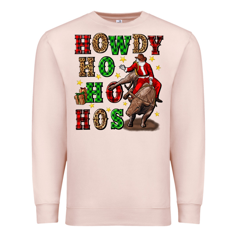 Howdy Ho Ho Hos Christmas Premium Sweatshirt by CowGirlArtShop | Teevron