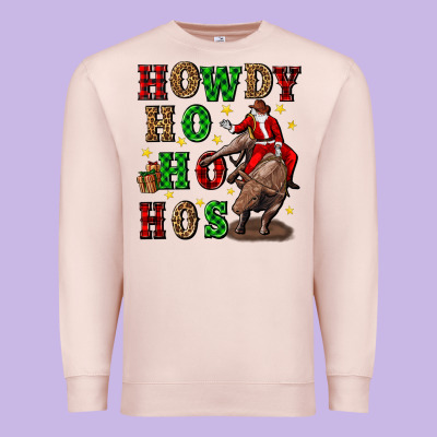 Howdy Ho Ho Hos Christmas Premium Sweatshirt Designed By Cowgirlartshop