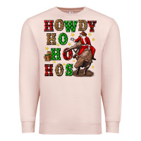 Pale Pink howdy ho ho hos christmas Premium Sweatshirt - CowGirlArtShop