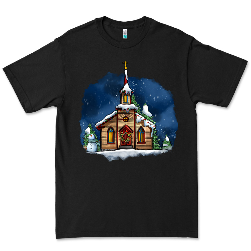 Christmas Church And Snow Premium Tee by AdoDesignShop | Teevron
