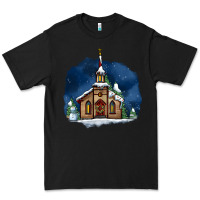 Black Christmas church and snow Premium Tee - AdoDesignShop