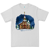Dove Grey Christmas church and snow Premium Tee - AdoDesignShop