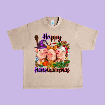 Happy Hallothanksmas Pigs Urban Heavy Tee Designed By Nancycooperartshop
