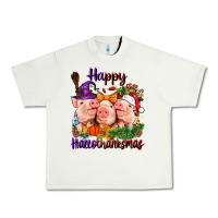 Pistachio Happy Hallothanksmas Pigs Urban Heavy Tee - NancyCooperArtShop