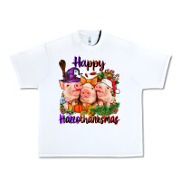 White Happy Hallothanksmas Pigs Urban Heavy Tee - NancyCooperArtShop