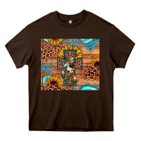Chocolate Brown leopard cross sunflower Heavy Core Tee - JahusDesignShop