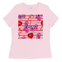 Bubblegum Pink valentines day heart and love balloons seamless pattern Ladies Tee - BundleAndBundleShop