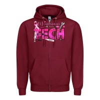 Burgundy Breast Cancer Maintenance Tech Zipper Hoodie - texasbilliewilder