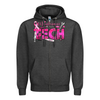Charcoal Heather Breast Cancer Maintenance Tech Zipper Hoodie - texasbilliewilder