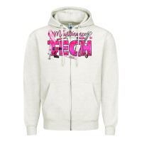 Oatmeal Heather Breast Cancer Maintenance Tech Zipper Hoodie - texasbilliewilder