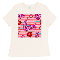 Bone valentines day heart and love balloons seamless pattern Ladies Tee - BundleAndBundleShop