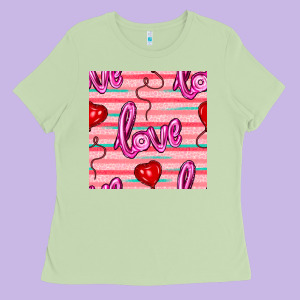 Valentines Day Heart And Love Balloons Seamless Pattern Ladies Tee Designed By Bundleandbundleshop