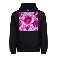 Black valentines day gift box and cookie seamless pattern Urban Hoodie - BundleAndBundleShop