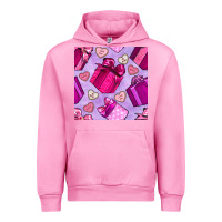 Fuchsia Pink valentines day gift box and cookie seamless pattern Urban Hoodie - BundleAndBundleShop