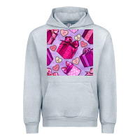 Heather Grey valentines day gift box and cookie seamless pattern Urban Hoodie - BundleAndBundleShop
