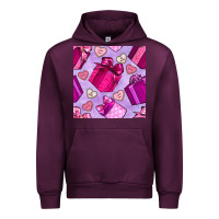 Mauve Wine valentines day gift box and cookie seamless pattern Urban Hoodie - BundleAndBundleShop