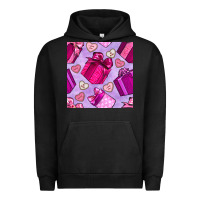 Pigment Black valentines day gift box and cookie seamless pattern Urban Hoodie - BundleAndBundleShop