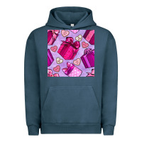 Pigment Midnight Navy valentines day gift box and cookie seamless pattern Urban Hoodie - BundleAndBundleShop