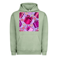 Pigment Oil Green valentines day gift box and cookie seamless pattern Urban Hoodie - BundleAndBundleShop