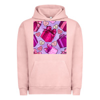 Pigment Salmon valentines day gift box and cookie seamless pattern Urban Hoodie - BundleAndBundleShop