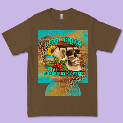 Dead Tired Fueled By Coffee 12 Oz Can Cooler (regular) Premium Tee Designed By Artiststas