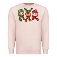 Pale Pink christmas reindeer polar bear snowman Premium Sweatshirt - CowGirlArtShop